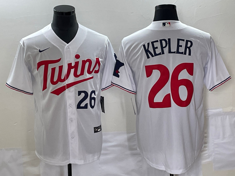 Personalized Men’s Minnesota Twins #26 Max Kepler White Cool Base With Patch Stitched Baseball Jersey