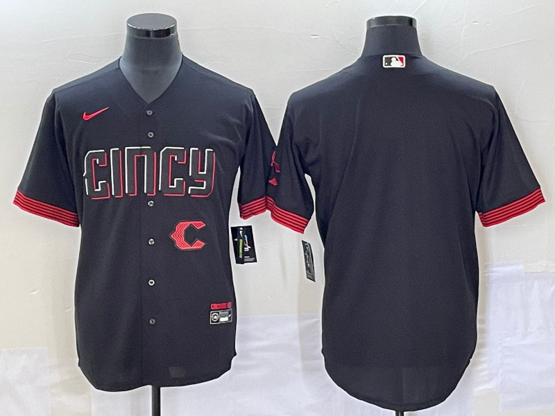 Personalized Men’s Cincinnati Reds Blank Black 2023 City Connect With Patch Stitched Jersey