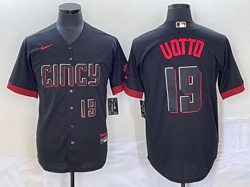 Personalized Men’s Cincinnati Reds #19 Joey Votto 2023 City Connect Cool Base With Patch Stitched Baseball Jersey