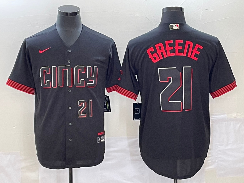 Personalized Men’s Cincinnati Reds #21 Hunter Greene 2023 City Connect Cool Base With Patch Stitched Baseball Jersey