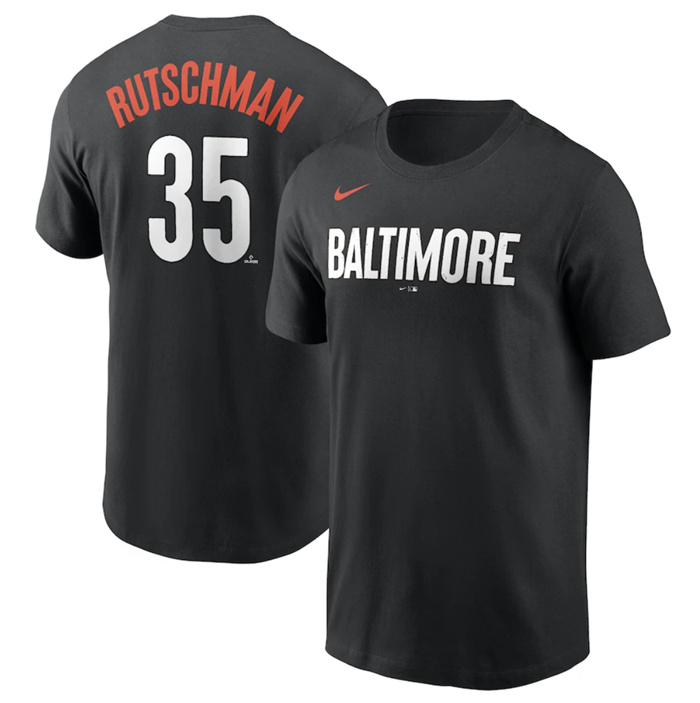 Personalized Men’s Baltimore Orioles #35 Adley Rutschman Black 2023 City Connect Name & Number T-Shirt