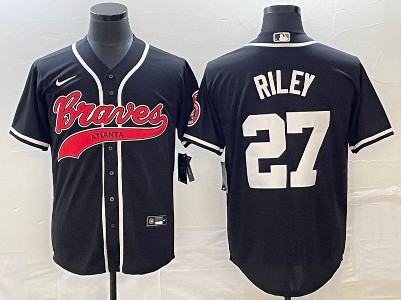 Personalized Men’s Atlanta Braves #27 Austin Riley Black Cool Base Stitched Baseball Jersey