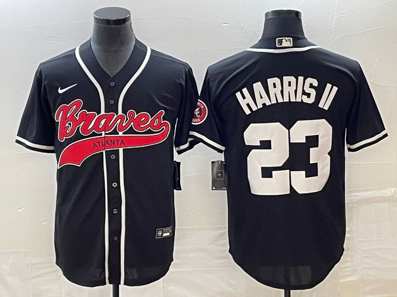 Personalized Men’s Atlanta Braves #23 Michael Harris II Black Cool Base Stitched Baseball Jersey