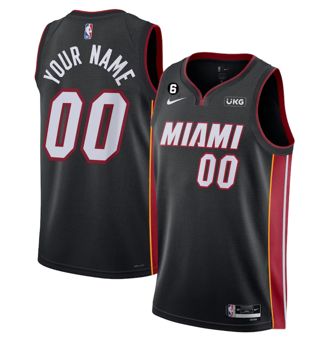 Personalized Men’s Miami Heat Active Player Black Icon Edition With NO.6 Patch Stitched Basketball Jersey