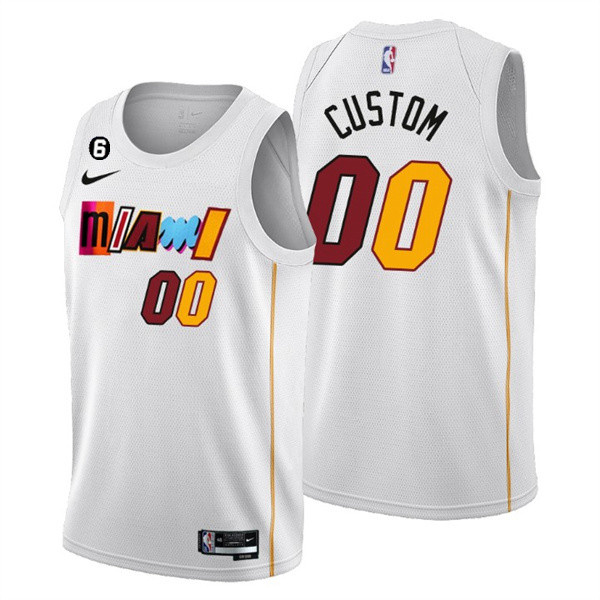 Personalized Men’s Miami Heat Active Player White 2022 23 City Edition With NO.6 Patch Stitched Basketball Jersey