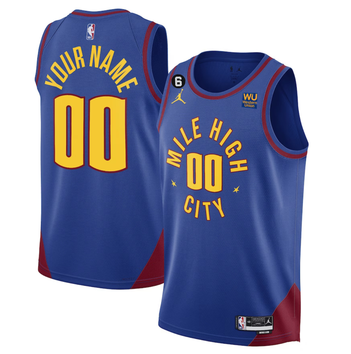 Personalized Men’s Denver Nuggets Active Player Blue 2022 23 Statement Edition With NO.6 Patch Stitched Jersey