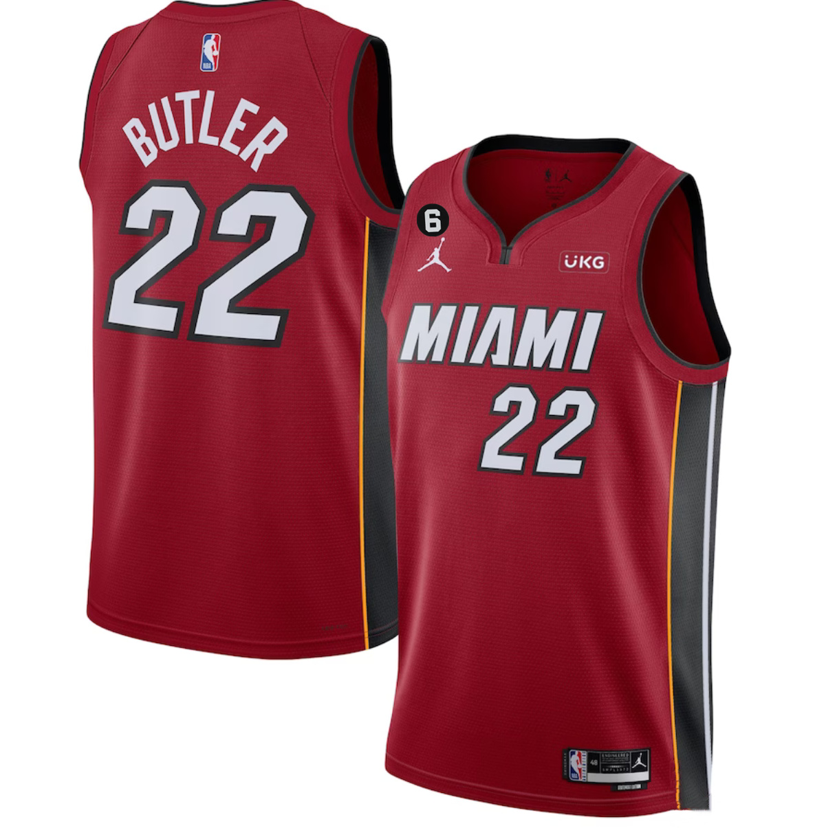 Personalized Men’s Miami Heat #22 Jimmy Butler Red Statement Edition With NO.6 Patch Stitched Jersey