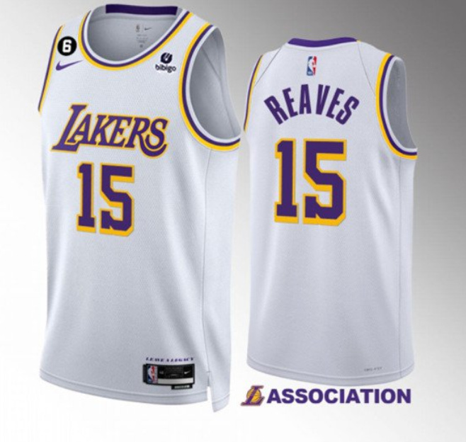 Personalized Men’s Los Angeles Lakers #15 Austin Reaves White Association Edition With NO.6 Patch Stitched Basketball Jersey