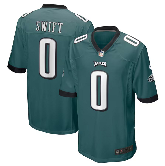 Personalized Men’s Philadelphia Eagles #0 D’Andre Swift Green 2023 Draft Stitched Game Jersey