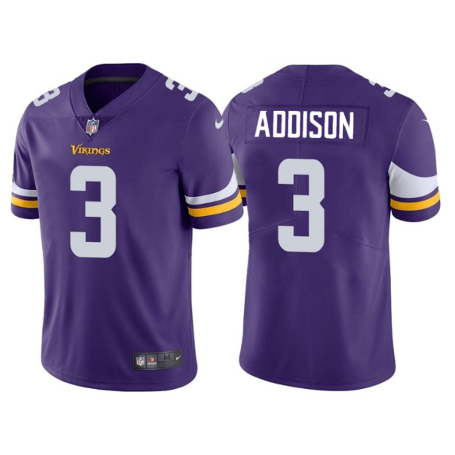 Personalized Men’s Minnesota Vikings #3 Jordan Addison Purple 2023 Draft Untouchable Limited Stitched Jersey