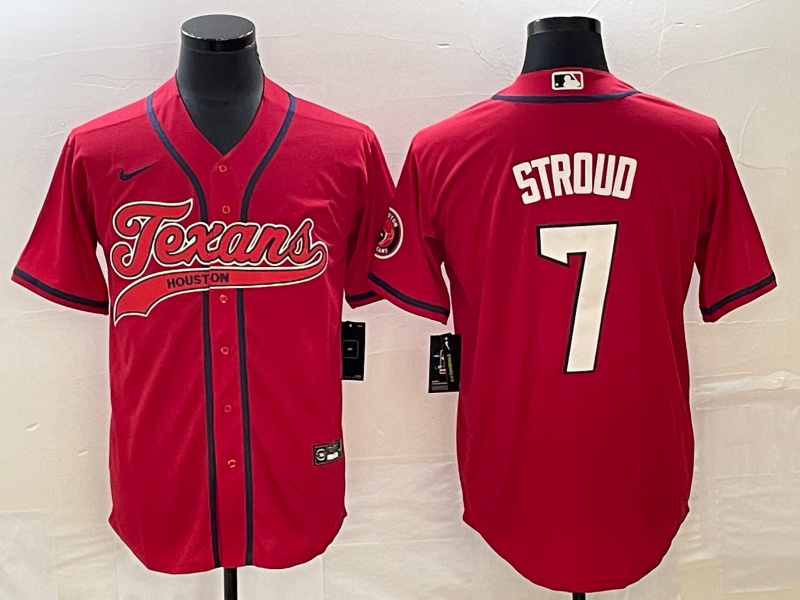 Personalized Men’s Houston Texans #7 C.J. Stroud Red With Patch Cool Base Stitched Baseball Jersey