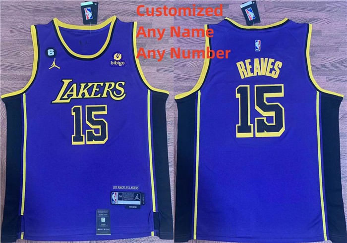 Personalized Men’sized Los Angeles Lakers Purple With NO.6 Patch Stitched Basketball Jersey