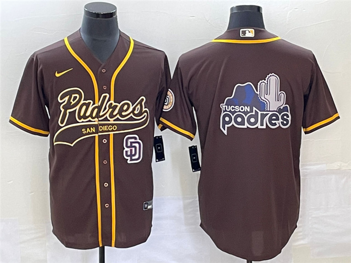 Personalized Men’s San Diego Padres Brown Big Logo In Back Cool Base Stitched Baseball Jersey