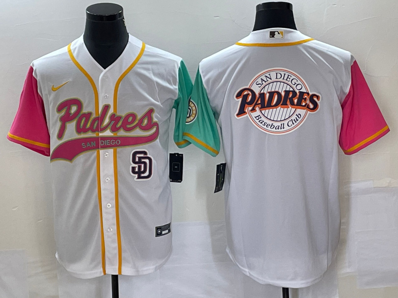 Personalized Men’s San Diego Padres White Team Big Logo City Connect Cool Base With Patch Stitched Baseball Jersey