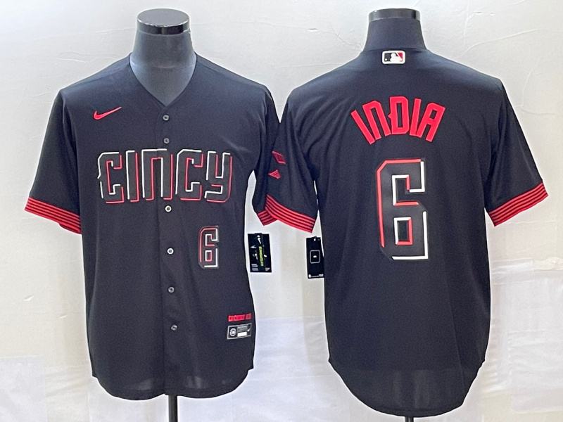 Personalized Men’s Cincinnati Reds #6 Jonathan India Black 2023 City Connect With Patch Stitched Jersey 6