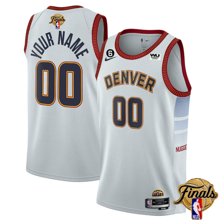 Personalized Men’s Denver Nuggets Active Player White 2023 Finals Icon Edition Stitched Basketball Jersey