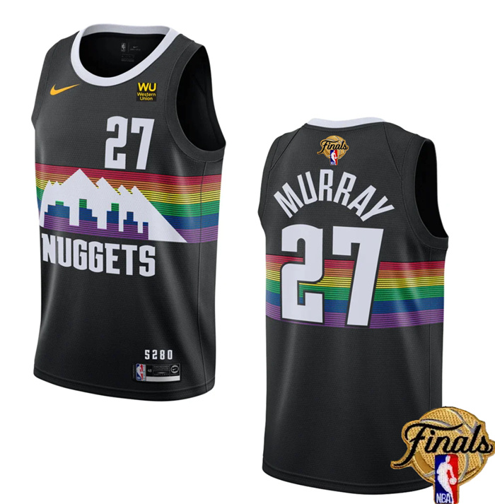 Personalized Men’s Denver Nuggets #27 Jamal Murray Black 2023 Finals City Edition Stitched Basketball Jersey
