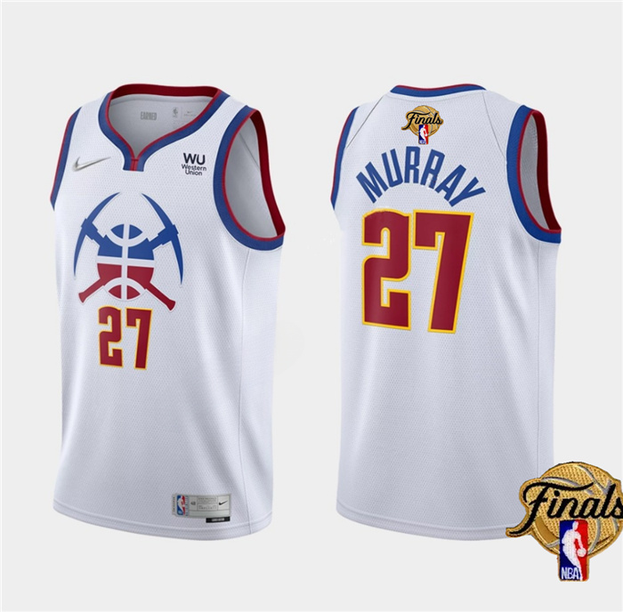 Personalized Men’s Denver Nuggets #27 Jamal Murray White 2023 Finals Earned Edition Stitched Basketball Jersey