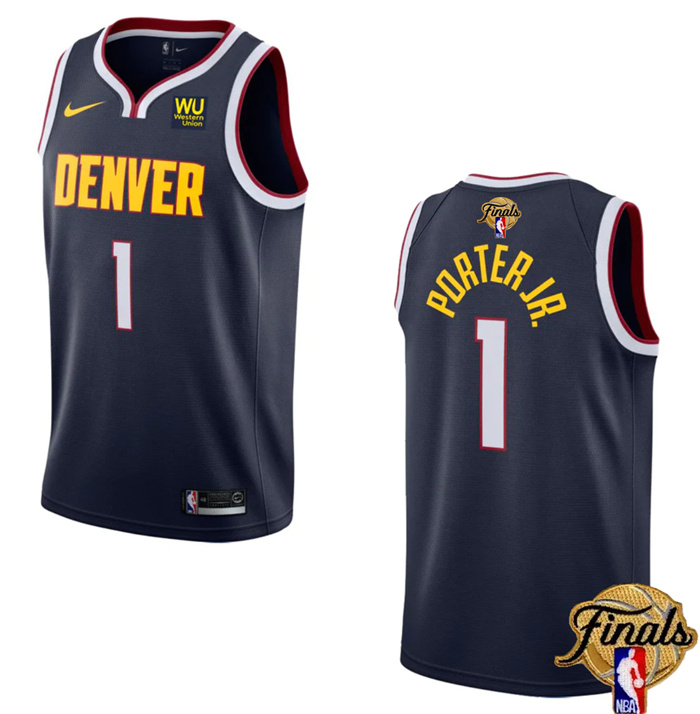 Personalized Men’s Denver Nuggets #1 Michael Porter Jr. Navy 2023 Finals Icon Edition Stitched Basketball Jersey