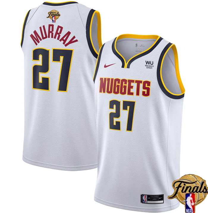 Personalized Men’s Denver Nuggets #27 Jamal Murray White 2023 Finals Association Edition Stitched Basketball Jersey