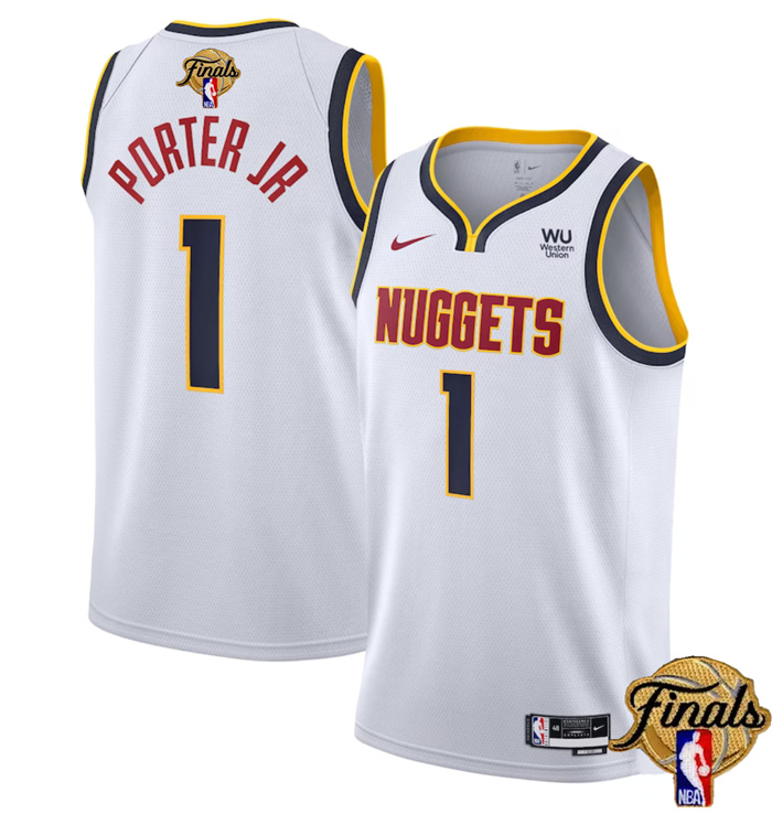 Personalized Men’s Denver Nuggets #1 Michael Porter Jr. White 2023 Finals Association Edition Stitched Basketball Jersey