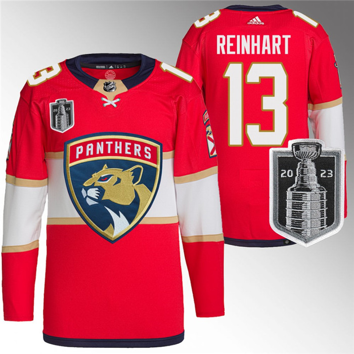 Personalized Men’s Florida Panthers #13 Sam Reinhart Red 2023 Stanley Cup Final Stitched Jersey