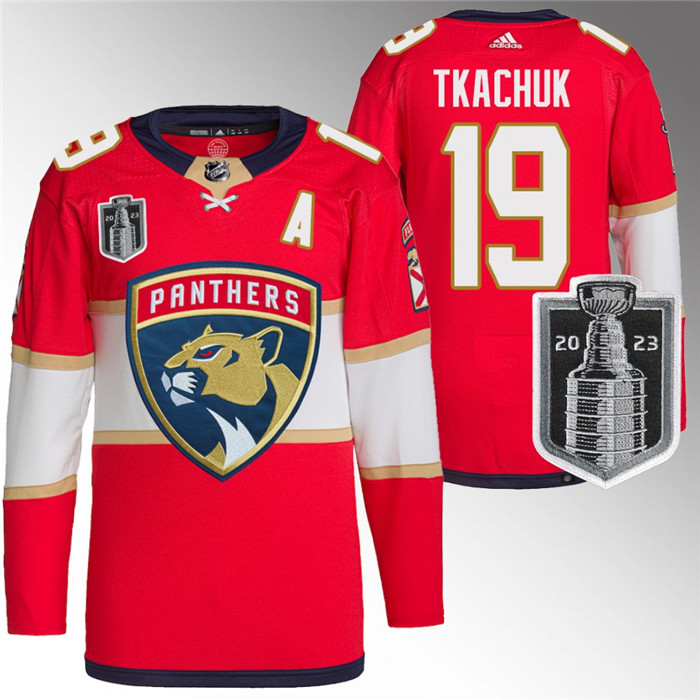Personalized Men’s Florida Panthers #19 Matthew Tkachuk Red 2023 Stanley Cup Final Stitched Jersey