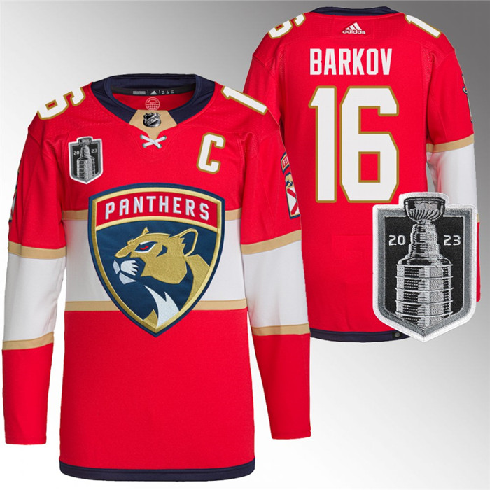 Personalized Men’s Florida Panthers #16 Aleksander Barkov Red 2023 Stanley Cup Final Stitched Jersey