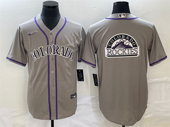 Personalized Men’s Colorado Rockies Grey Team Big Logo Stitched Baseball Jersey
