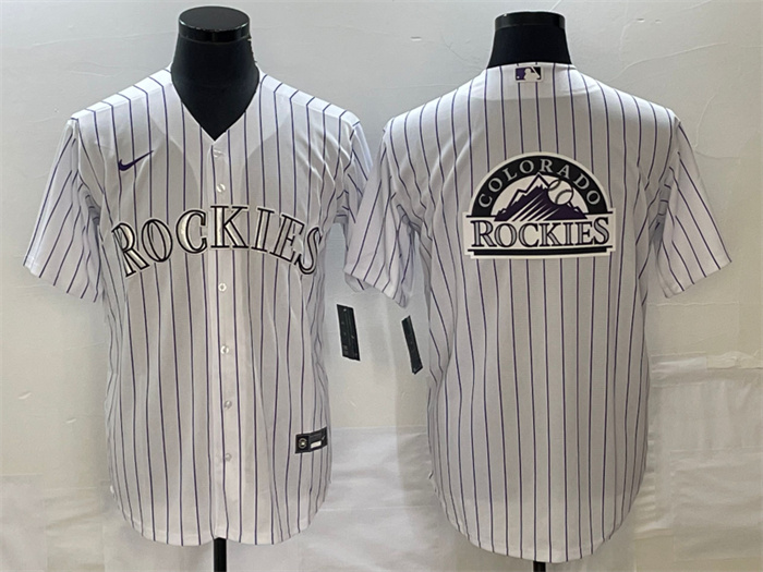 Personalized Men’s Colorado Rockies White Team Big Logo Stitched Baseball Jersey