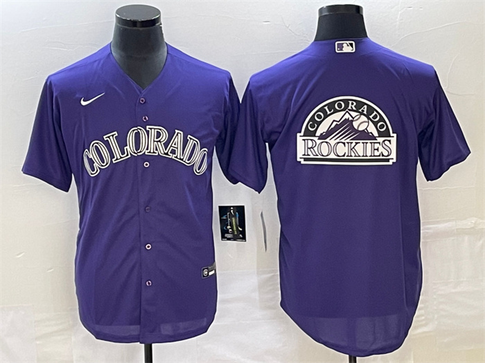 Personalized Men’s Colorado Rockies Purple Team Big Logo Stitched Baseball Jersey