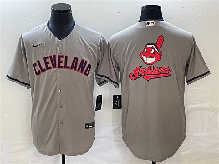 Personalized Men’s Cleveland Guardians Grey Team Big Logo Cool Base Stitched Jersey