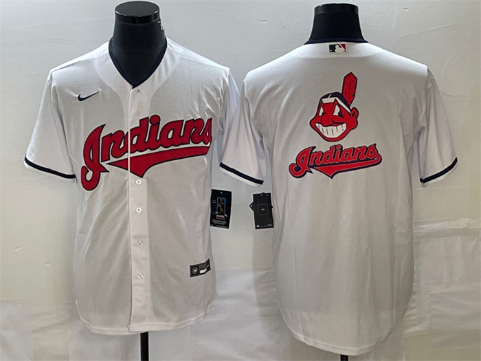 Personalized Men’s Cleveland Guardians White Team Big Logo Cool Base Stitched Jersey