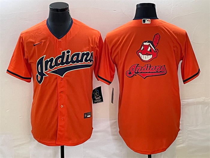 Personalized Men’s Cleveland Guardians Orange Team Big Logo Cool Base Stitched Jersey