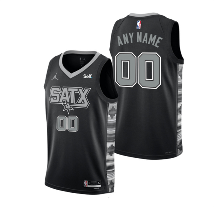 Personalized Men’s San Antonio Spurs ActiVE Player Black 2022 23 Statement Edition Stitched Basketball Jersey