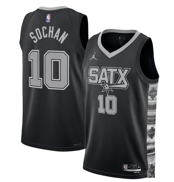 Personalized Men’s San Antonio Spurs #10 Jeremy Sochan Black 2022 23 Statement Edition Stitched Basketball Jersey