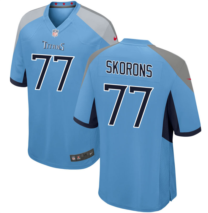 Personalized Men’s Tennessee Titans #77 Peter Skoronski Blue 2023 Draft Stitched Game Jersey