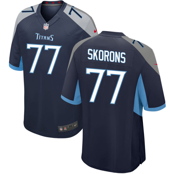 Personalized Men’s Tennessee Titans #77 Peter Skoronski Navy 2023 Draft Stitched Game Jersey