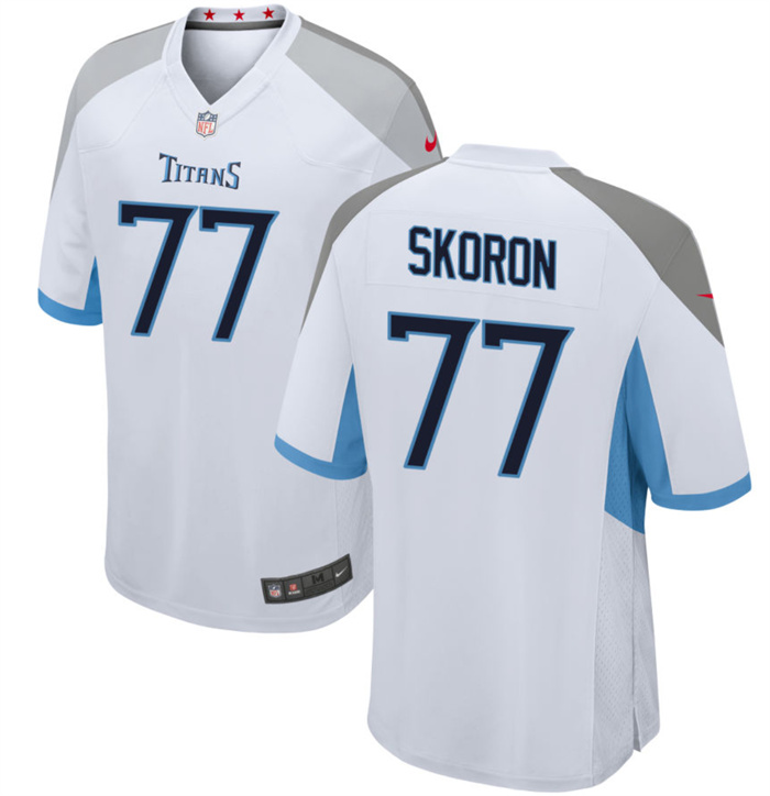 Personalized Men’s Tennessee Titans #77 Peter Skoronski White 2023 Draft Stitched Game Jersey