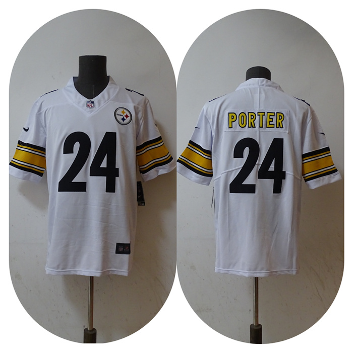 Personalized Men’s Pittsburgh Steelers #24 Joey Porter Jr. White 2023 Draft Untouchable Limited Stitched Jersey