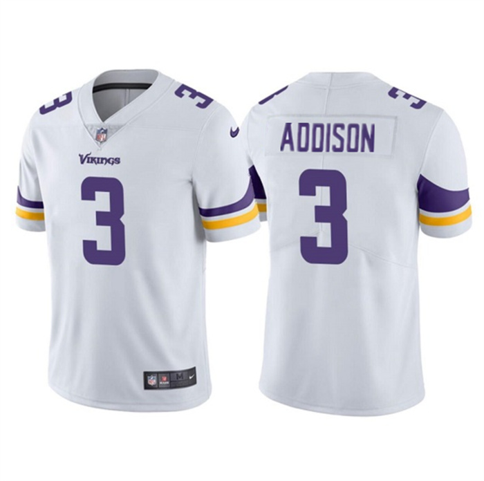 Personalized Men’s Minnesota Vikings #3 Jordan Addison White Untouchable Stitched Jersey