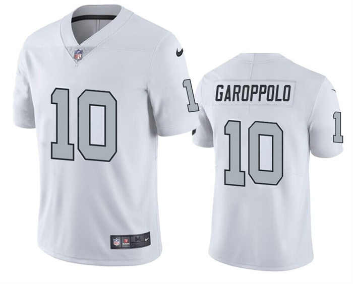 Personalized Men’s Las Vegas Raiders #10 Jimmy Garoppolo White Color Rush Limited Stitched Football Jersey