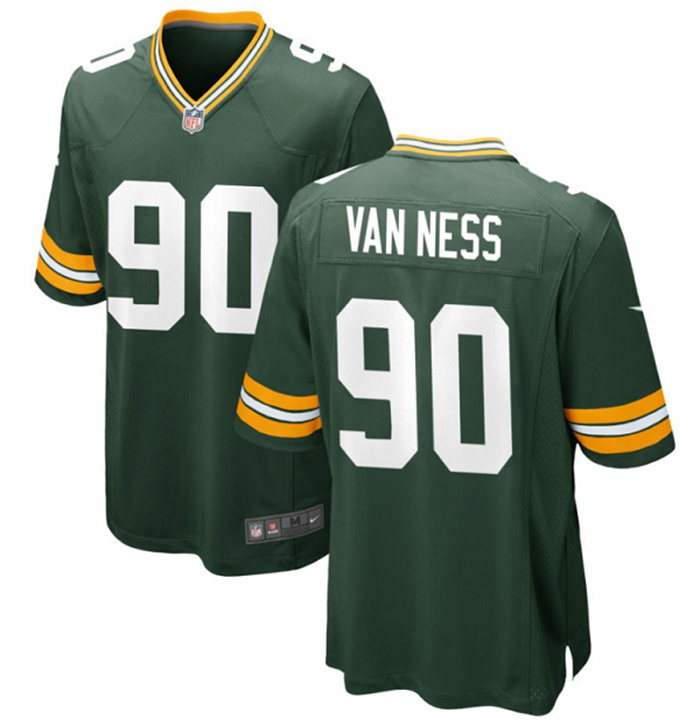 Personalized Men’s Green Bay Packers #90 Lukas Van Ness Green Stitched Game Jersey