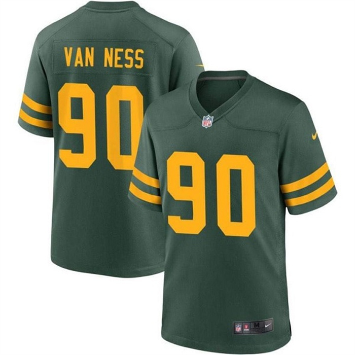 Personalized Men’s Green Bay Packers #90 Lukas Van Ness Green Stitched Game Jersey 1