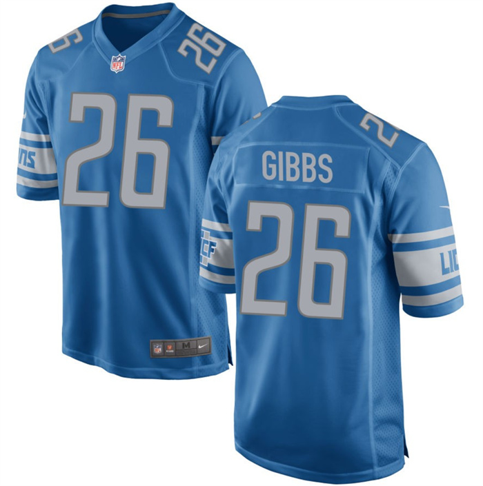 Personalized Men’s Detroit Lions #26 Jahmyr Gibbs Nlue 2023 Draft Stitched Game Jersey