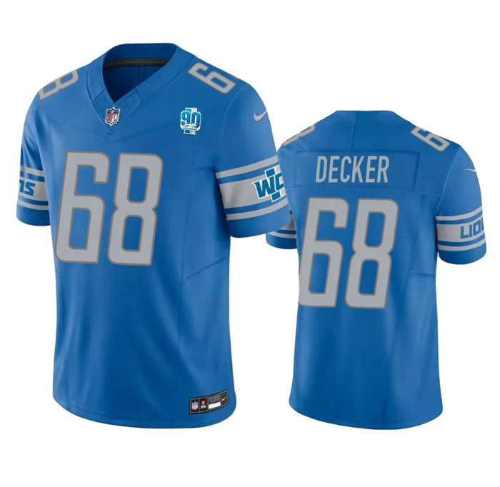 Personalized Men’s Detroit Lions #68 Taylor Decker Blue 2023 F.U.S.E. 90th Anniversary Untouchable Limited Stitched Jersey