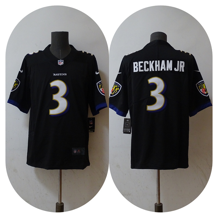 Personalized Men’s Baltimore Ravens #3 Odell Beckham Jr. Black Untouchable Football Jersey