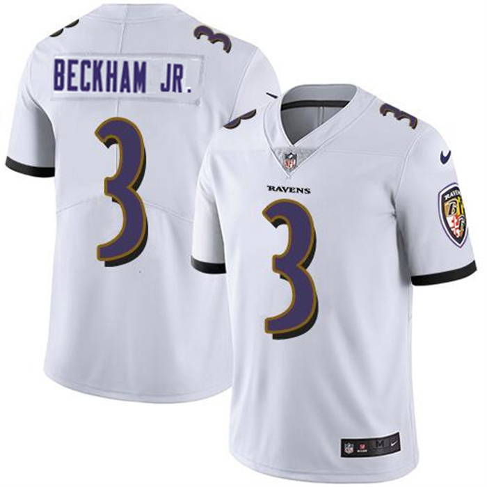 Personalized Men’s Baltimore Ravens #3 Odell Beckham Jr. White Untouchable Football Jersey