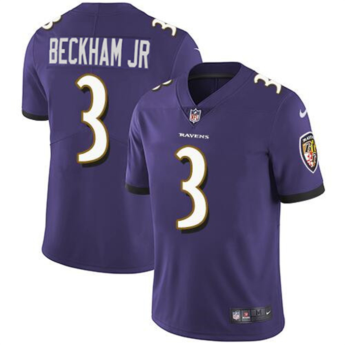 Personalized Men’s Baltimore Ravens #3 Odell Beckham Jr. Purple Untouchable Football Jersey