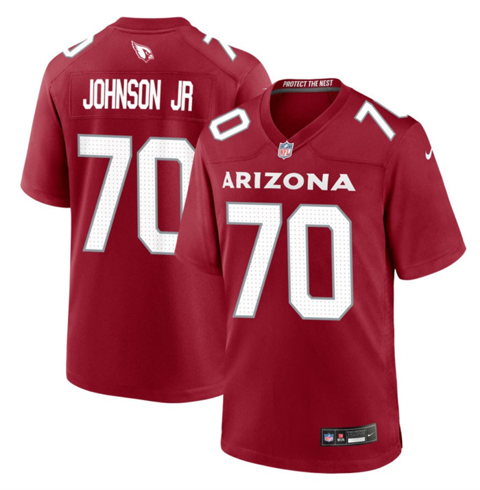 Personalized Men’s Arizona Cardinals #70 Paris Johnson Jr Red 2023 Draft Stitched Game Football Jersey